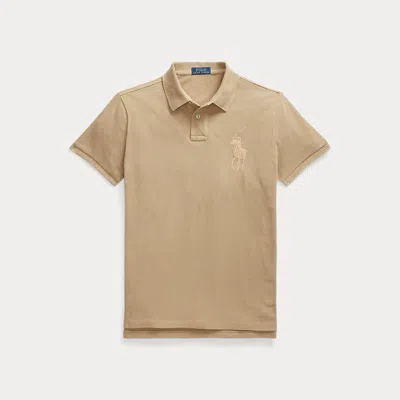 Polo Ralph Lauren Custom Slim Fit Big Pony Mesh Polo Shirt In Brown ...