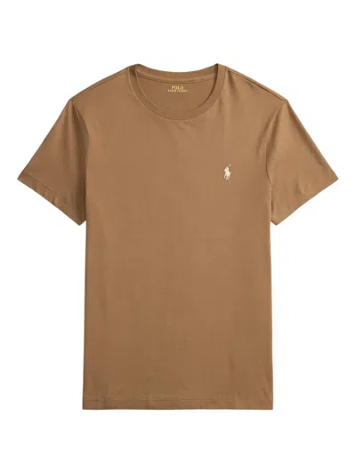Polo Ralph Lauren Custom Slim Fit Crew-neck T-shirt In Brown