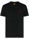 Polo Ralph Lauren Black Crewneck T-shirt With Pony Embroidery On The Front In Black