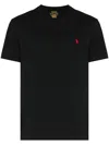 Polo Ralph Lauren Black Crewneck T-shirt With Pony Embroidery On The Front In Black
