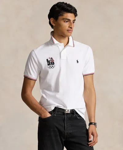 Polo Ralph Lauren Custom Slim Fit La28 Olympic Polo Shirt In White