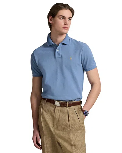 Polo Ralph Lauren Custom Slim Fit Mesh Polo Shirt In New England Blue