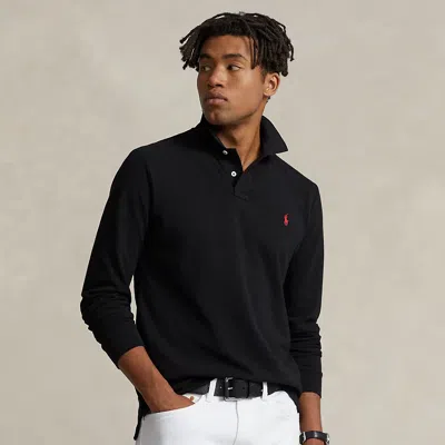 Polo Ralph Lauren Custom Slim Fit Mesh Polo Shirt In Black