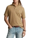 Polo Ralph Lauren Custom Slim Fit Printed Mesh Polo Shirt In Luxury Tan