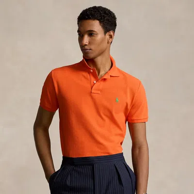 Polo Ralph Lauren Custom Slim Fit Mesh Polo Shirt In Orange
