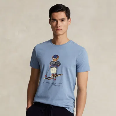 Polo Ralph Lauren Custom Slim Fit Polo Bear Jersey T-shirt In Blue