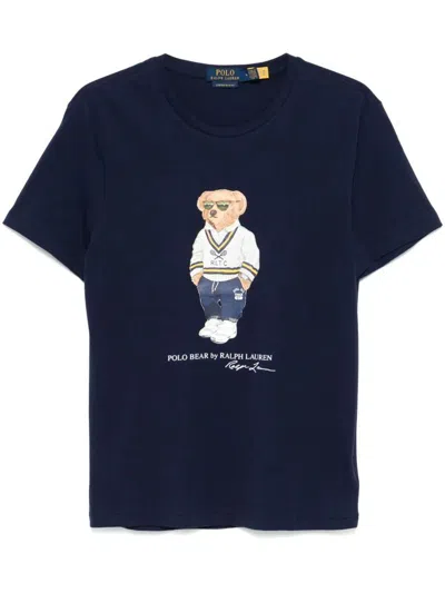 Polo Ralph Lauren Custom Slim Fit Polo Bear Jersey T-shirt Clothing In Blue