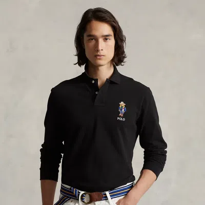 Polo Ralph Lauren Custom Slim Fit Polo Bear Polo Shirt In Black