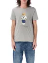 Polo Ralph Lauren Grey Polo Bear Custom Slim-fit T-shirt In Grey