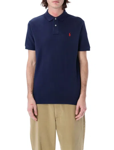 Polo Ralph Lauren Slim Fit Blue Polo Shirt With Classic Collar And Pony Embroidery On The Front In Cotton Piquet Man