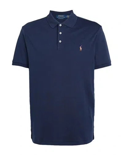 Polo Ralph Lauren Custom Slim Fit Soft Cotton Polo Shirt Man Polo Shirt Navy Blue Size L Cotton