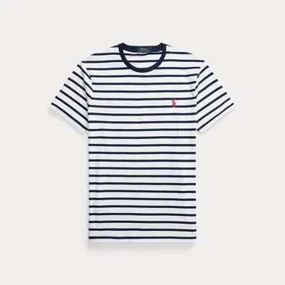 Polo Ralph Lauren Custom Slim Fit Striped Jersey T-shirt In White