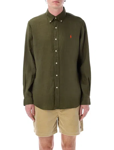 Polo Ralph Lauren Custom-fit Linen Shirt In Green