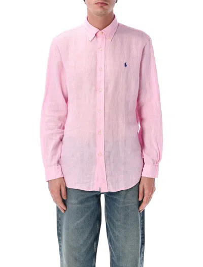 Polo Ralph Lauren Custom-fit Linen Shirt In Pink