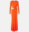 Polo Ralph Lauren Cutout Maxi Dress In Bright Orange