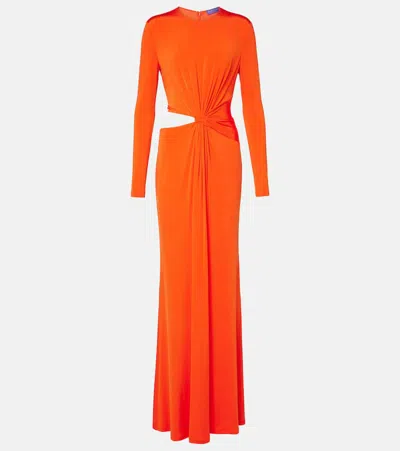 Polo Ralph Lauren Cutout Maxi Dress In Bright Orange