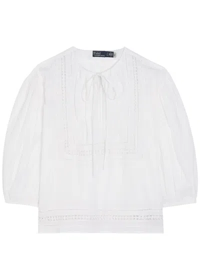 Polo Ralph Lauren Cutwork Embroidery Cotton Blouse In White