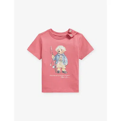 Polo Ralph Lauren D Baby Boy Polo Bear Cotton-jersey T-shir In Pink
