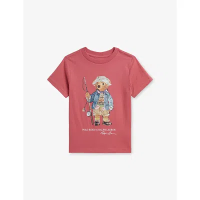 Polo Ralph Lauren Kids' D Boys' Polo Bear Cotton-jersey T-shirt In Pink