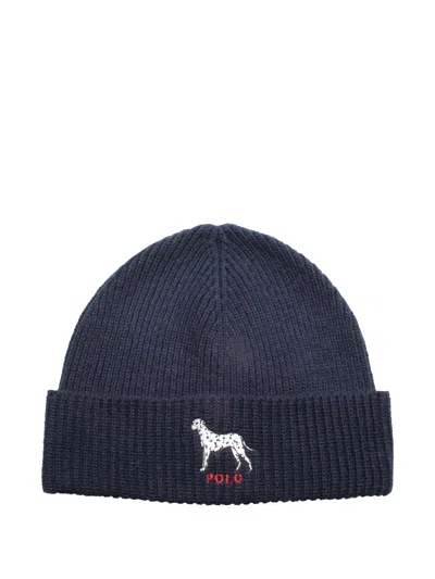 Polo Ralph Lauren Dalmatian-motif Ribbed-knit Beanie Hat In Pink