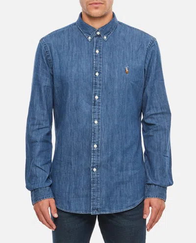 Polo Ralph Lauren Dark Blue Button-down Logo Denim Shirt