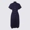 Polo Ralph Lauren Logo Embroidered Oxford Midi Shirt Dress  In New Port Navy