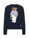 Polo Ralph Lauren Womens Polo Bear Embroidered Wool And Cashmere Jumper Hunter Navy