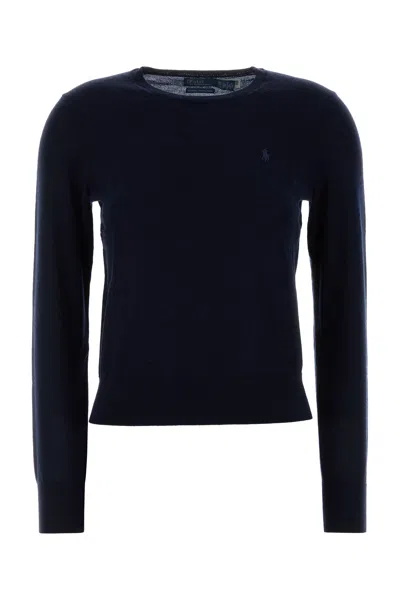 Polo Ralph Lauren Dark Blue Wool Sweater In Animal Print