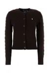 Polo Ralph Lauren Cable Knit Wool Cashmere Cardigan In Brown