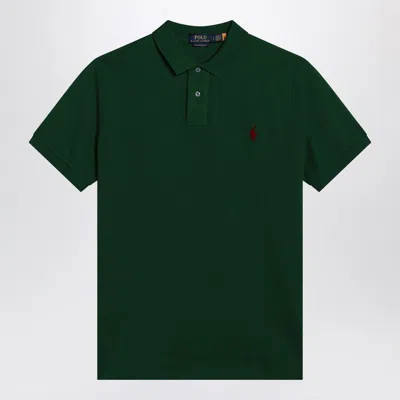 Polo Ralph Lauren Dark Green Cotton Custom Slim-fit Polo Shirt In College Green