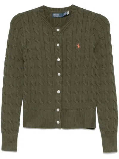 POLO RALPH LAUREN DARK GREEN COTTON KNIT CARDIGAN