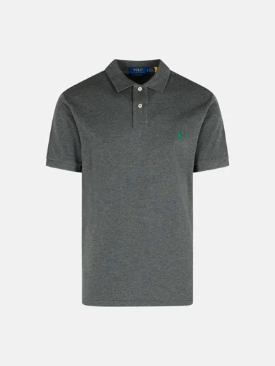 Polo Ralph Lauren Dark Grey Cotton Polo Shirt In Gray
