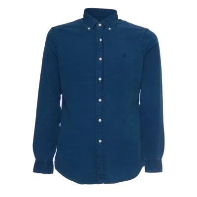 Polo Ralph Lauren Dark Indigo Custom-fit Seersucker Shirt In Blue