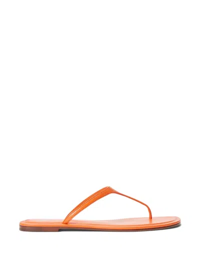 Polo Ralph Lauren Debossed Leather Thong Sandal In Orange