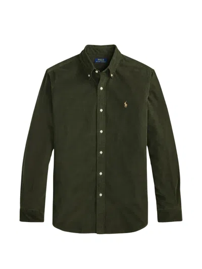 Polo Ralph Lauren Deep Green Long Sleeve Sport Shirt With Button-down Collar