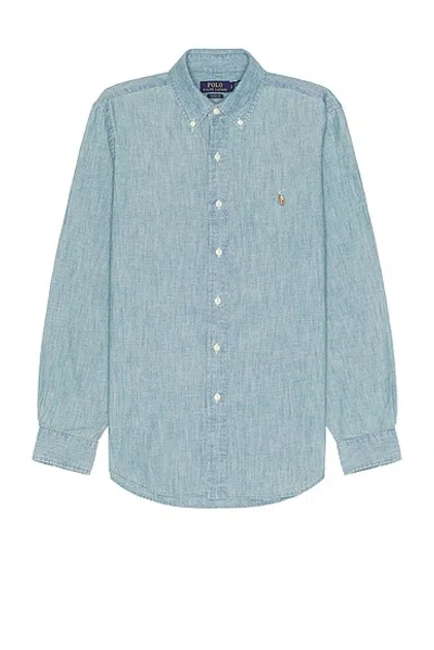 Polo Ralph Lauren Blue Cotton Polo Pony Chambray Shirt