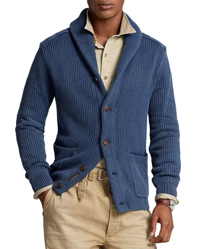 Pre-owned Polo Ralph Lauren Denim & Supply Indigo Cotton Shawl Collar Cardigan Sweater In Green