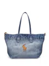 Polo Ralph Lauren Denim Bag With Logo In Blue