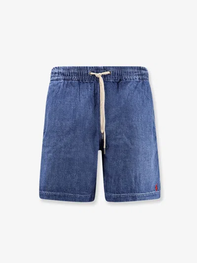Polo Ralph Lauren Denim Bermuda Shorts With Embroidered Logo On The Front In Blue