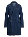 Polo Ralph Lauren Denim Double-breasted Coat In Blue