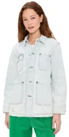 Polo Ralph Lauren Distressed Denim Worker Jacket Pockets In Motta Wash
