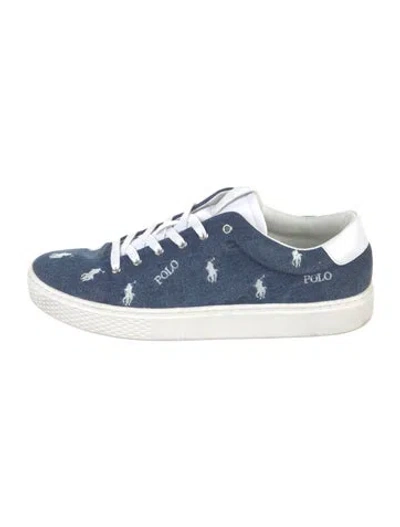 Pre-owned Polo Ralph Lauren Denim Graphic Print Sneakers In Blue