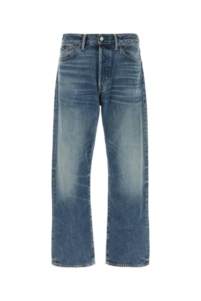Polo Ralph Lauren Denim Jeans Belt Loops Faded Wash Five Pocket In Blue
