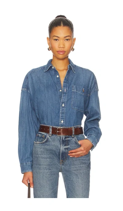 Polo Ralph Lauren Denim Long Sleeve Button Shirt In Blue