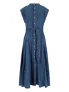 Polo Ralph Lauren Womens Indigo Belted Sleeveless Denim Midi Dress In Blue