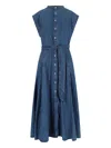Polo Ralph Lauren Womens Indigo Belted Sleeveless Denim Midi Dress