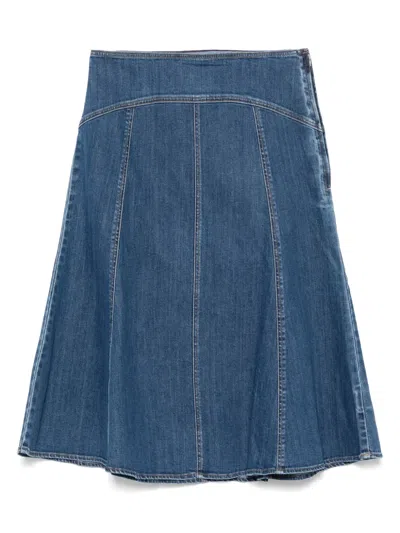 Polo Ralph Lauren Flared Denim Skirt With Panel Detailing In Blue