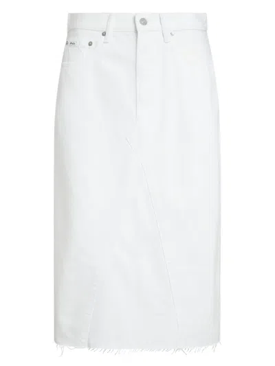 Polo Ralph Lauren Denim Midi-skirt In White