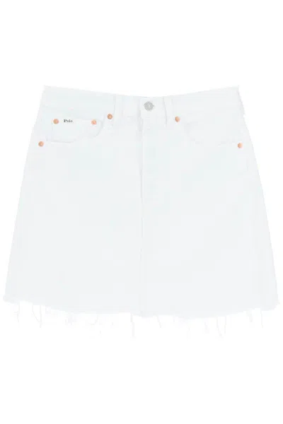 Polo Ralph Lauren Denim Miniskirt In Bianco