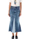 Polo Ralph Lauren Deconstructed Patchwork Denim Skirt In Delita Wash